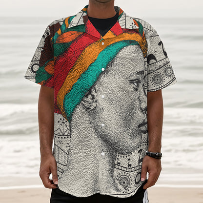 Ethnic African Girl Print Textured Short Sleeve Shirt