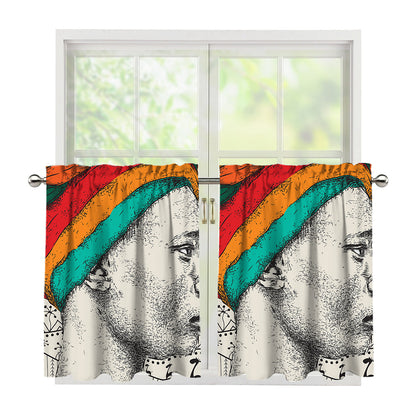 Ethnic African Girl Print Tier Curtains