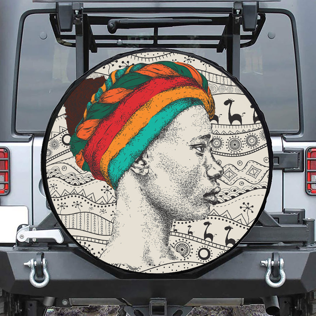 Ethnic African Girl Print Tire Cover