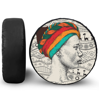 Ethnic African Girl Print Tire Cover