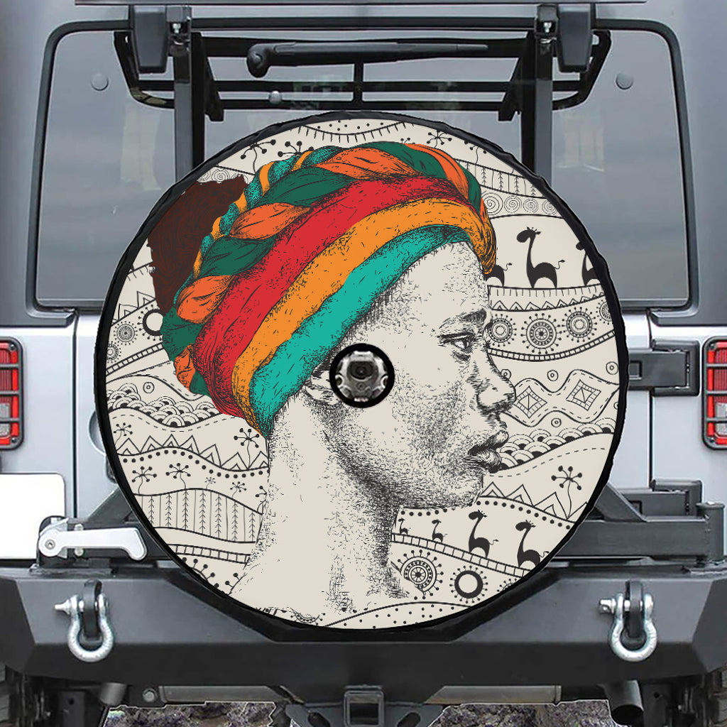 Ethnic African Girl Print Tire Cover With Camera Hole