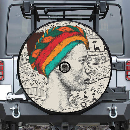 Ethnic African Girl Print Tire Cover With Camera Hole