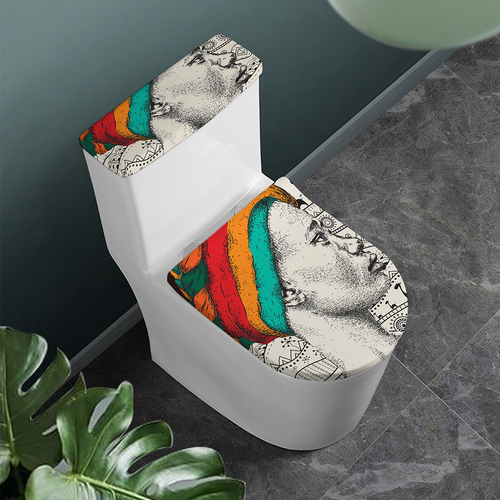 Ethnic African Girl Print Toilet Lid And Tank Cover Set