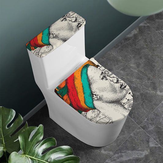 Ethnic African Girl Print Toilet Lid And Tank Cover Set