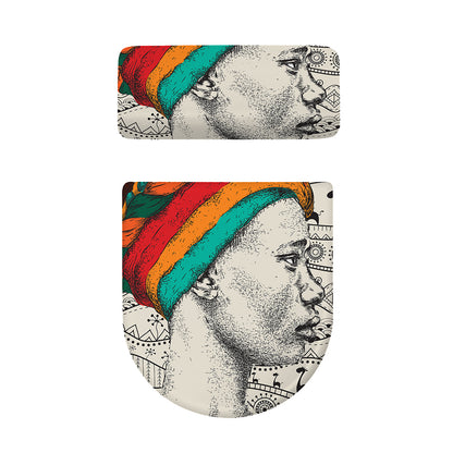 Ethnic African Girl Print Toilet Lid And Tank Cover Set