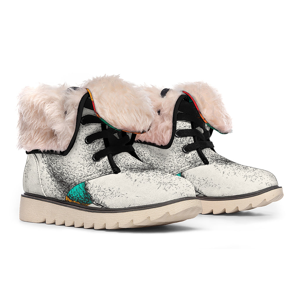 Ethnic African Girl Print Winter Boots