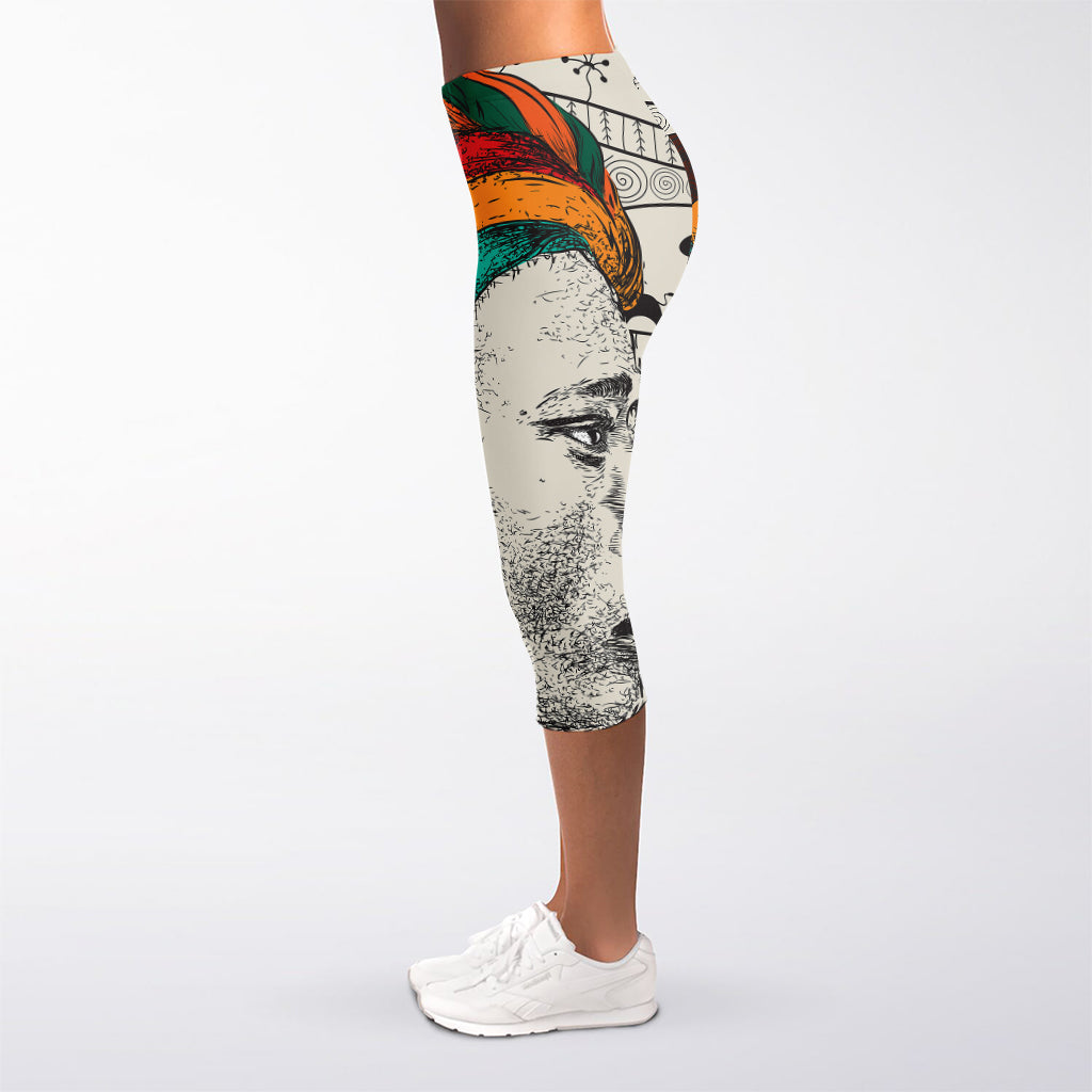 Ethnic African Girl Print Women's Capri Leggings