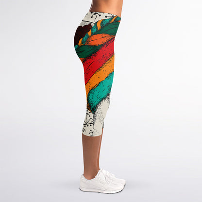 Ethnic African Girl Print Women's Capri Leggings
