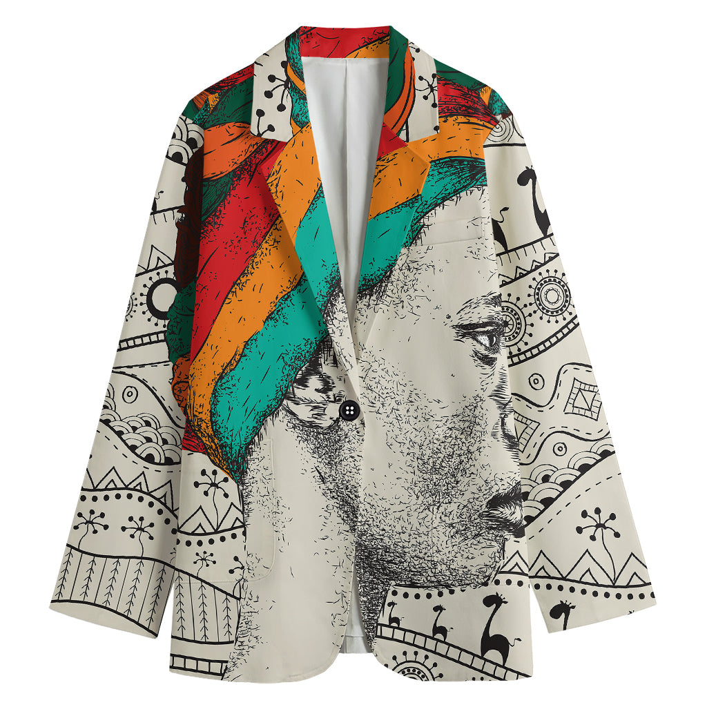 Ethnic African Girl Print Women's Cotton Blazer