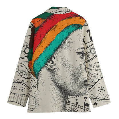 Ethnic African Girl Print Women's Cotton Blazer