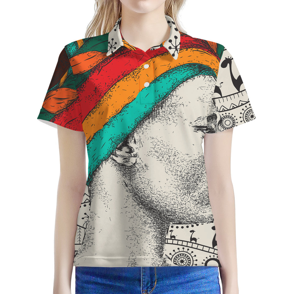 Ethnic African Girl Print Women's Polo Shirt