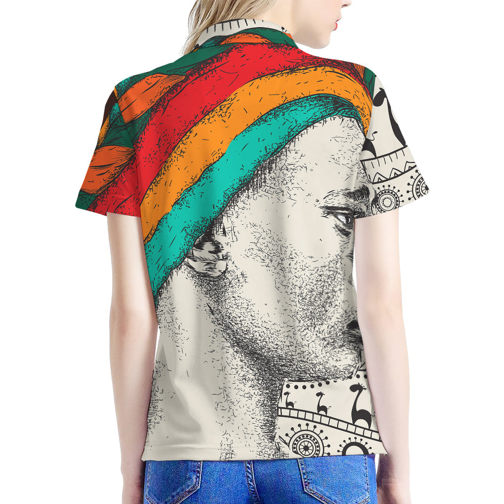 Ethnic African Girl Print Women's Polo Shirt