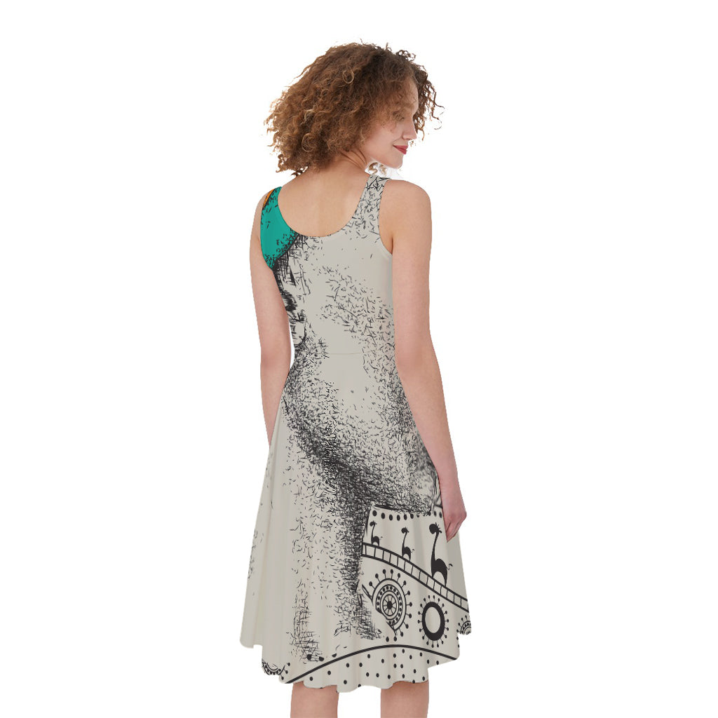 Ethnic African Girl Print Women's Sleeveless Dress
