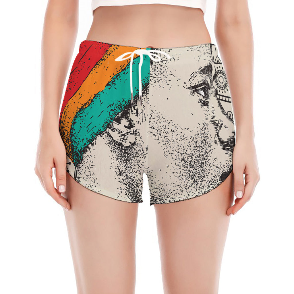 Ethnic African Girl Print Women's Split Running Shorts