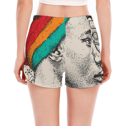 Ethnic African Girl Print Women's Split Running Shorts