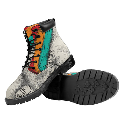 Ethnic African Girl Print Work Boots