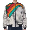 Ethnic African Girl Print Zip Sleeve Bomber Jacket