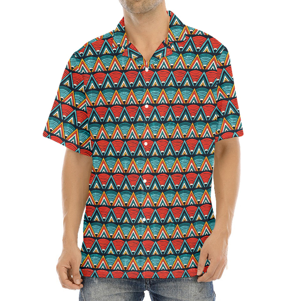 Ethnic African Inspired Pattern Print Aloha Shirt