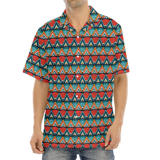 Ethnic African Inspired Pattern Print Aloha Shirt