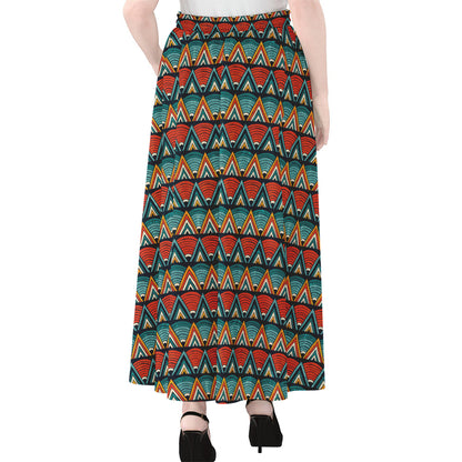 Ethnic African Inspired Pattern Print Chiffon Maxi Skirt