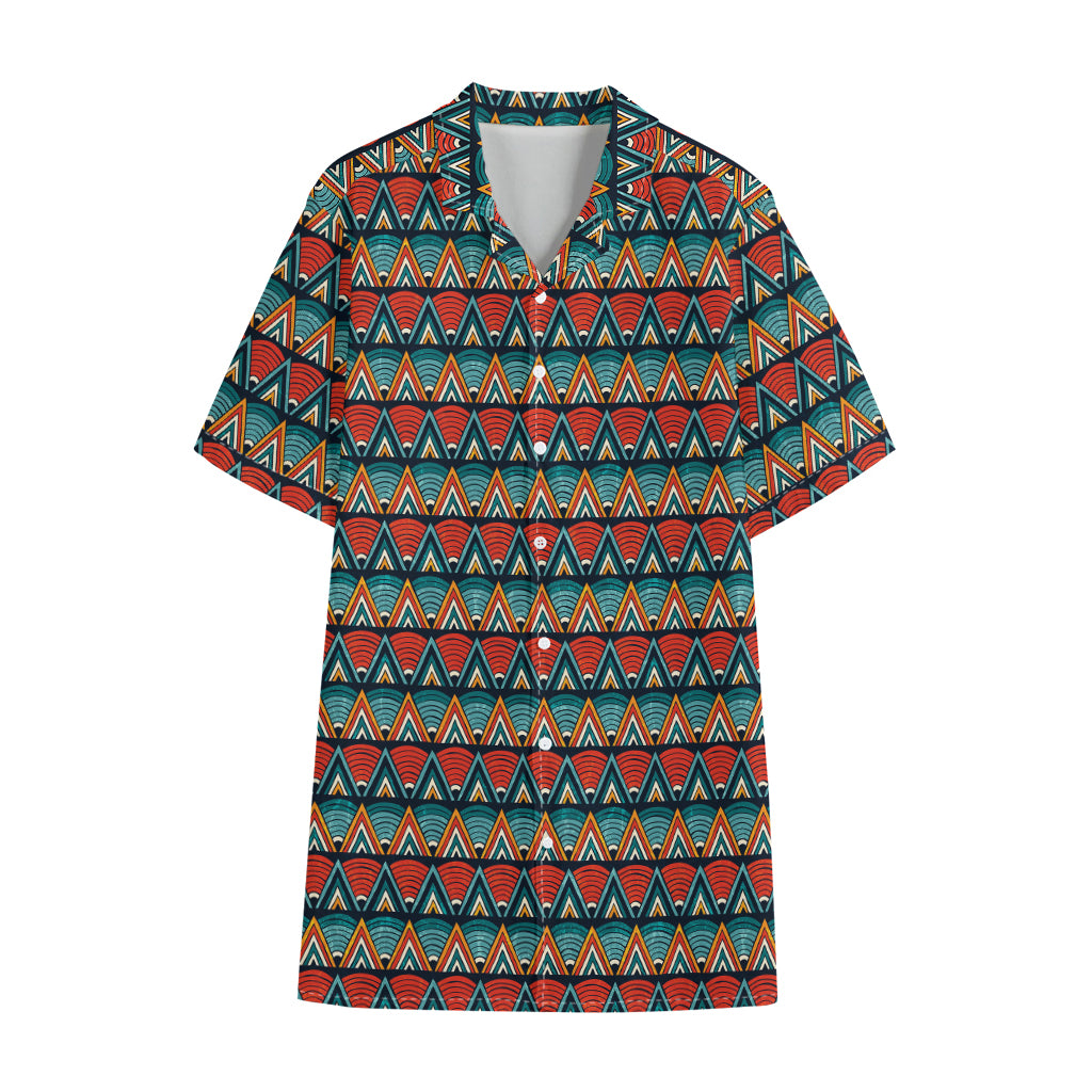 Ethnic African Inspired Pattern Print Cotton Hawaiian Shirt