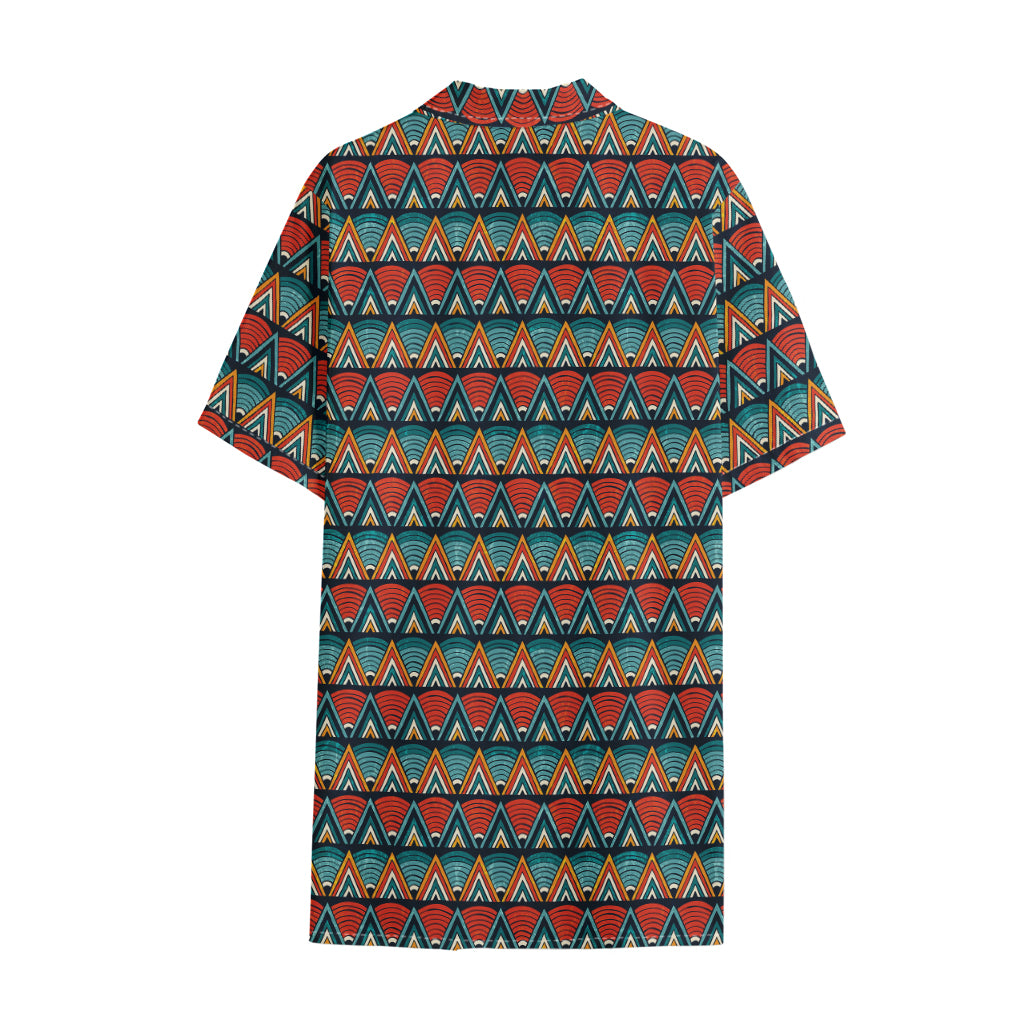 Ethnic African Inspired Pattern Print Cotton Hawaiian Shirt