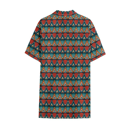 Ethnic African Inspired Pattern Print Cotton Hawaiian Shirt