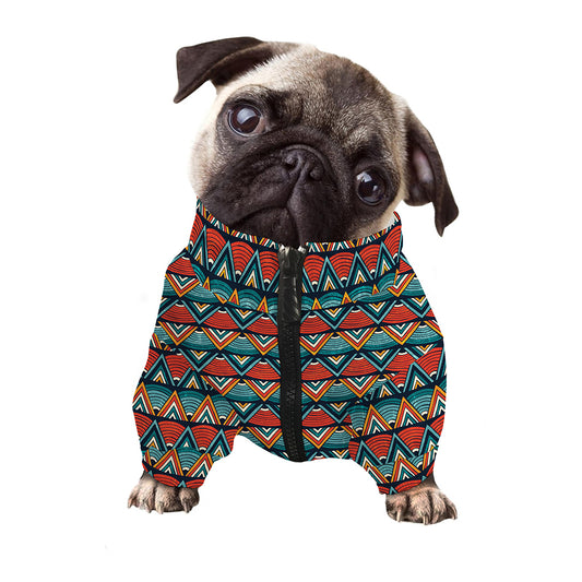 Ethnic African Inspired Pattern Print Dog Zip Up Jacket