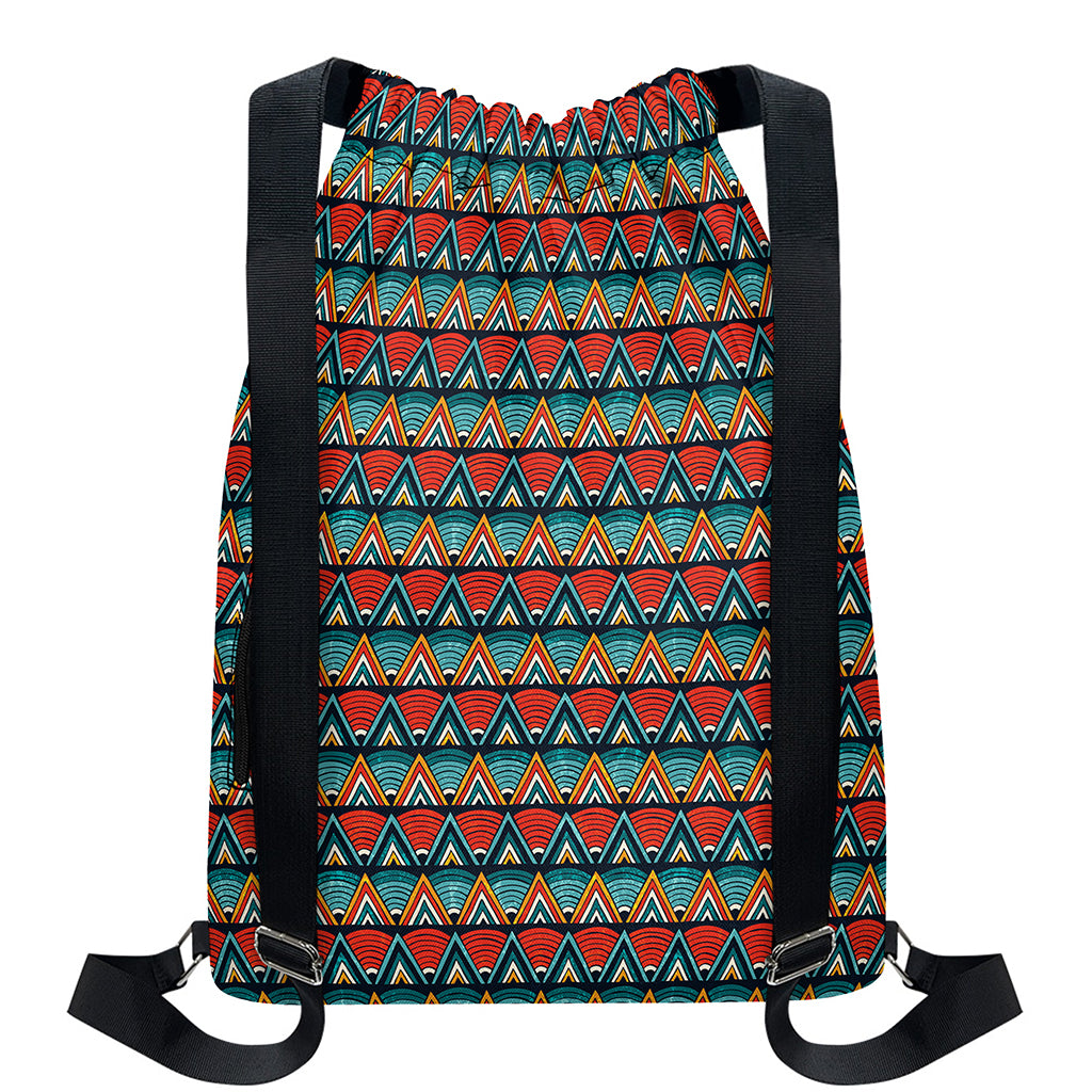 Ethnic African Inspired Pattern Print Drawstring Backpack