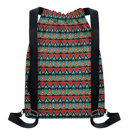 Ethnic African Inspired Pattern Print Drawstring Backpack