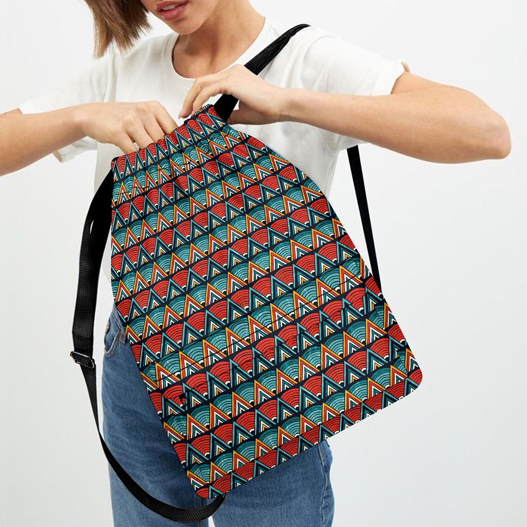 Ethnic African Inspired Pattern Print Drawstring Backpack