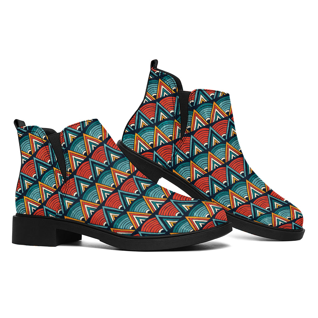 Ethnic African Inspired Pattern Print Flat Ankle Boots