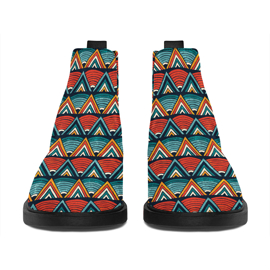 Ethnic African Inspired Pattern Print Flat Ankle Boots