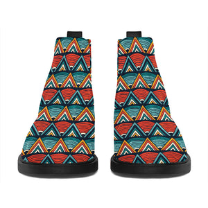 Ethnic African Inspired Pattern Print Flat Ankle Boots