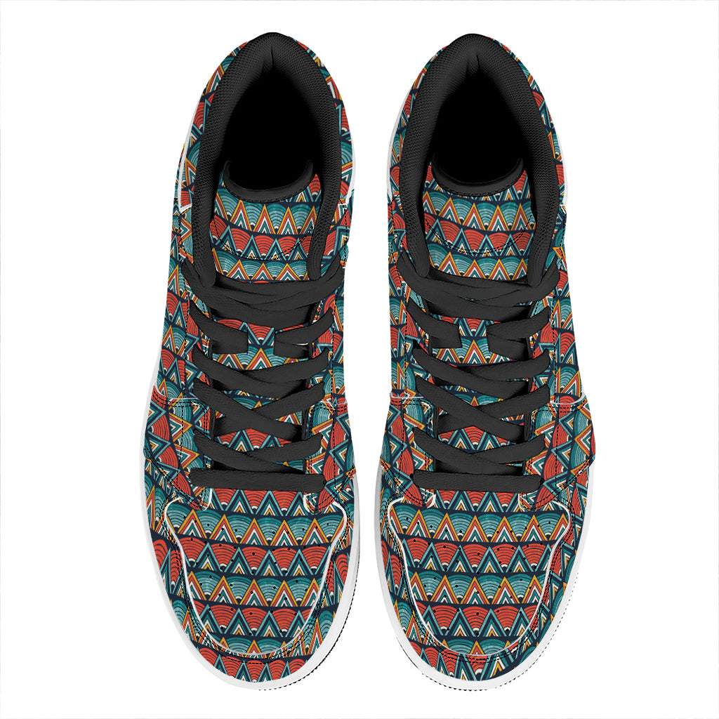 Ethnic African Inspired Pattern Print High Top Leather Sneakers
