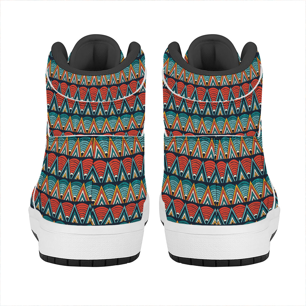 Ethnic African Inspired Pattern Print High Top Leather Sneakers