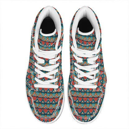 Ethnic African Inspired Pattern Print High Top Leather Sneakers