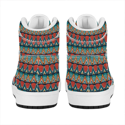 Ethnic African Inspired Pattern Print High Top Leather Sneakers