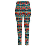 Ethnic African Inspired Pattern Print High-Waisted Pocket Leggings