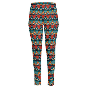 Ethnic African Inspired Pattern Print High-Waisted Pocket Leggings