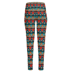 Ethnic African Inspired Pattern Print High-Waisted Pocket Leggings