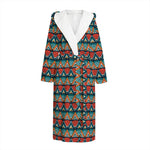 Ethnic African Inspired Pattern Print Hooded Bathrobe