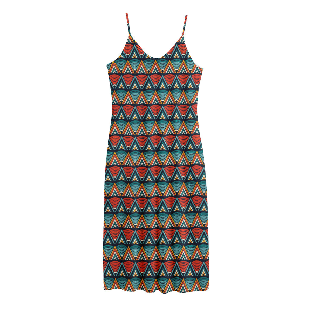 Ethnic African Inspired Pattern Print Jersey Midi Cami Dress