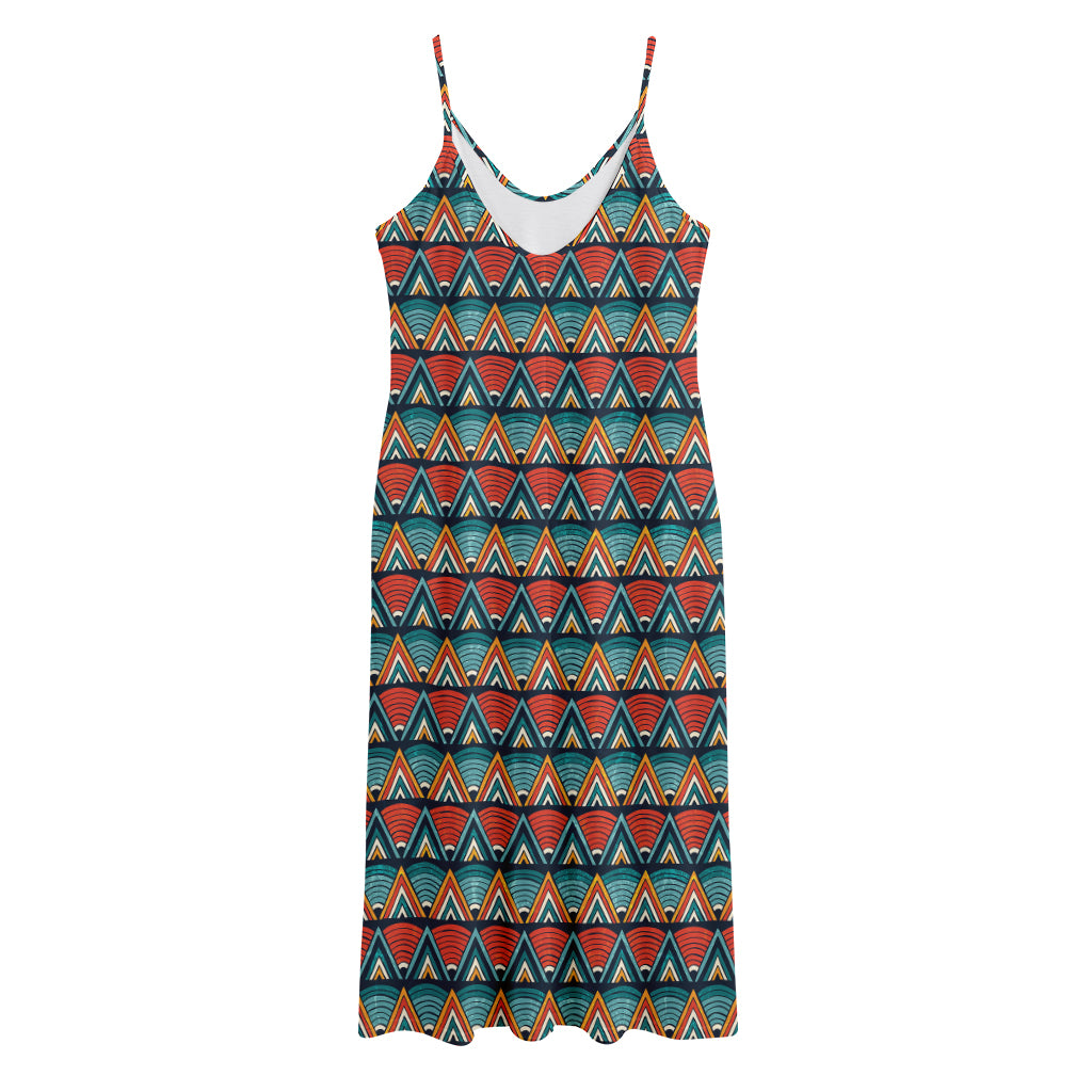 Ethnic African Inspired Pattern Print Jersey Midi Cami Dress