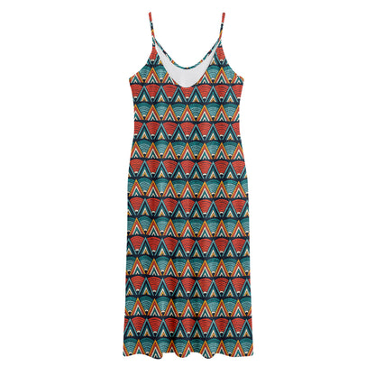 Ethnic African Inspired Pattern Print Jersey Midi Cami Dress