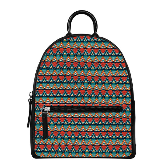 Ethnic African Inspired Pattern Print Leather Backpack