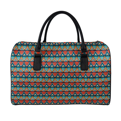 Ethnic African Inspired Pattern Print Leather Duffle Bag