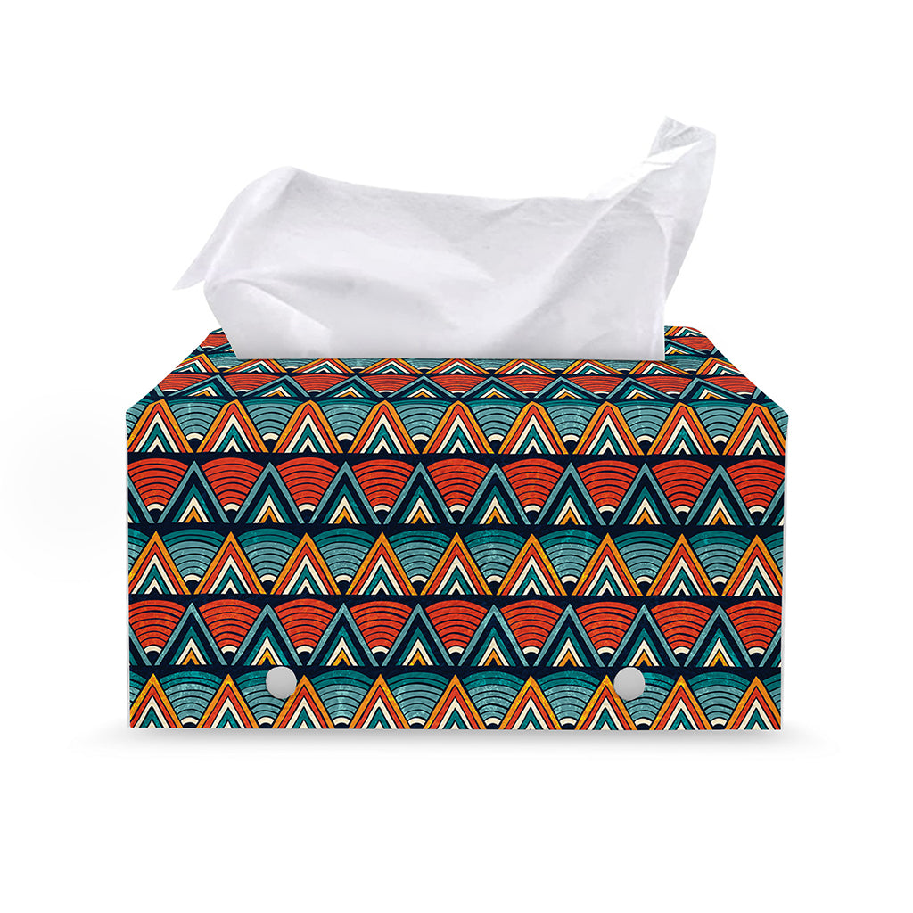 Ethnic African Inspired Pattern Print Leather Tissue Box Cover