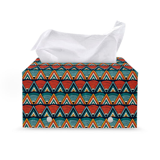 Ethnic African Inspired Pattern Print Leather Tissue Box Cover