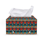 Ethnic African Inspired Pattern Print Leather Tissue Box Cover